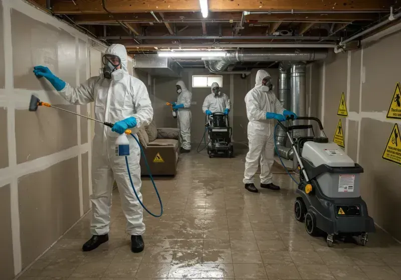 Basement Moisture Removal and Structural Drying process in Mountain View, WY